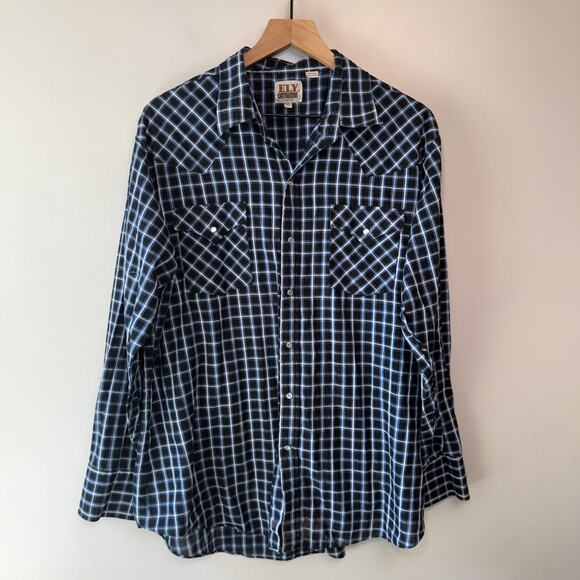 Ely Cattleman Men's Pearl Snap Long Sleeve Plaid Print Shirt Size X-Large - Picture 1 of 6